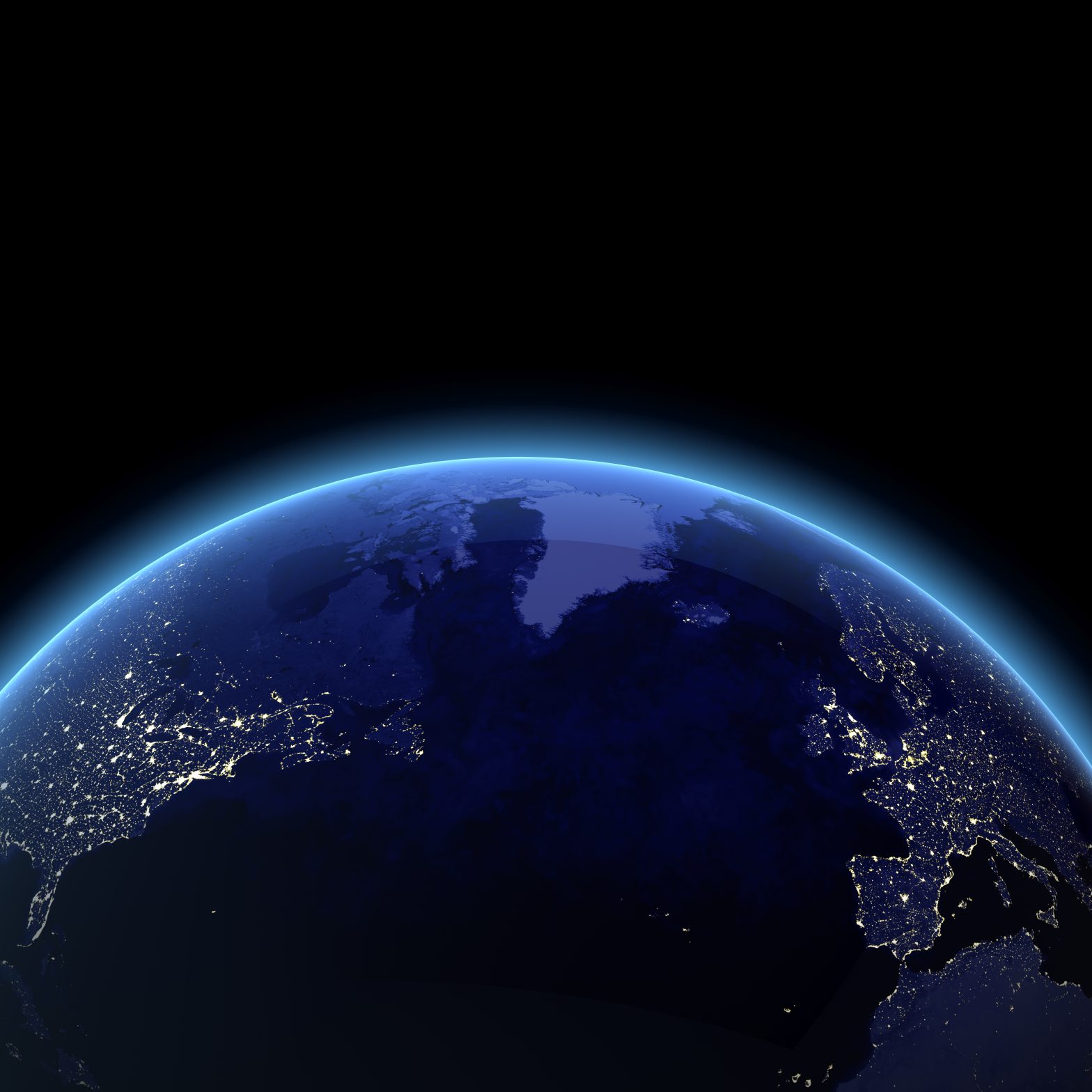 Atlantic ocean from space 3d rendering